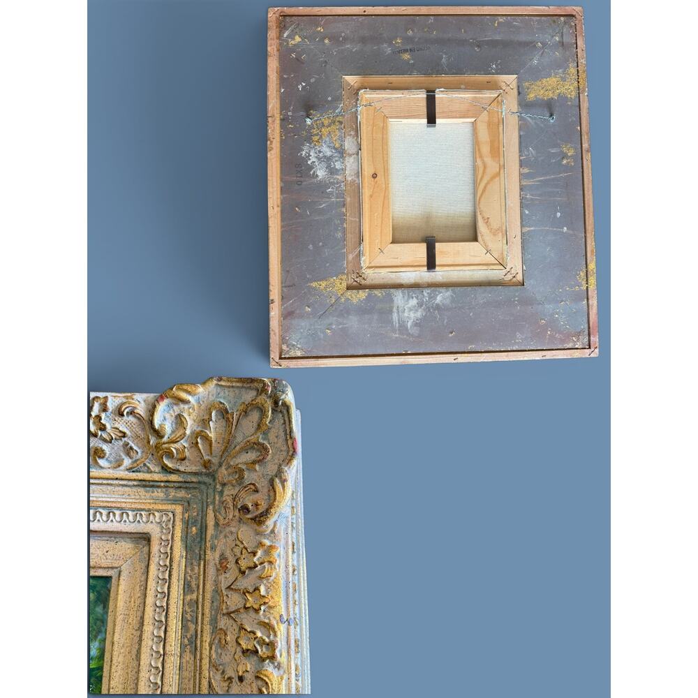 Vintage Coastal Oil Painting-Children-Sailboat-Ornate Gilt Wood Frame-Art-Beach - Picture 8 of 11